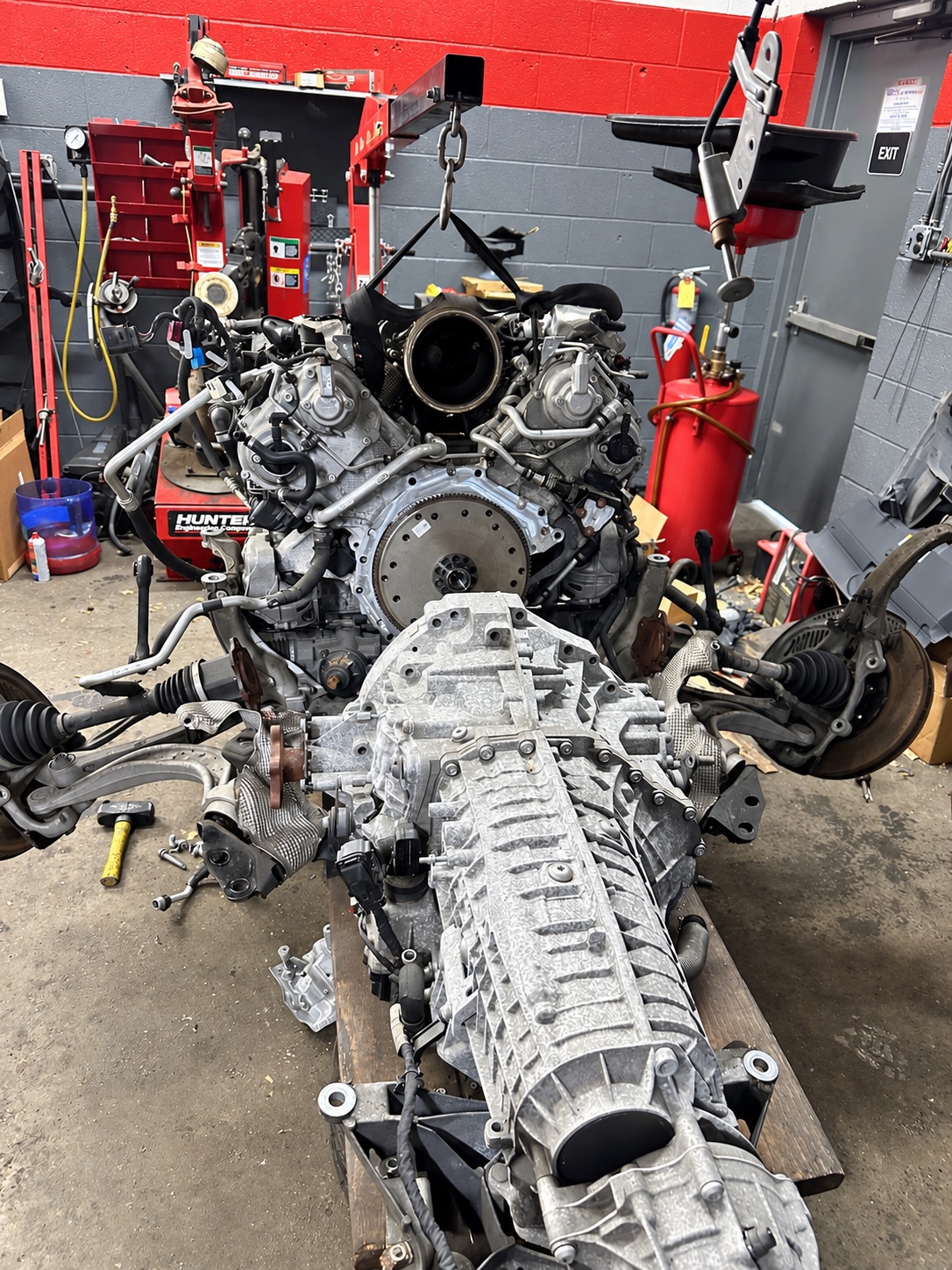 Complete engine and transmission removal